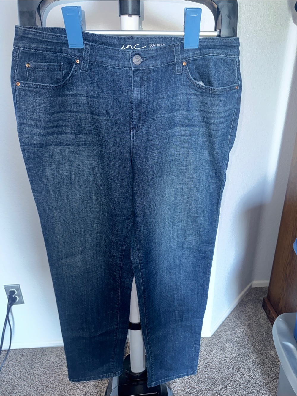 INC International Concepts Navy Blue Boyfriend Jeans